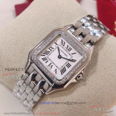 GF Factory Panthere De Cartier Medium Model Diamond Bezel Swiss Ronda Quartz Women's Watch W4PN0008
